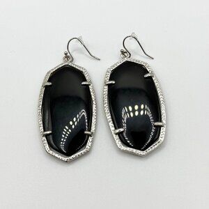 Kendra Scott Elle Silver Tone Black Stone Drop Earrings